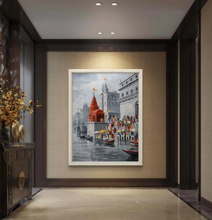 Banaras Ghat Premium Canvas Painting
