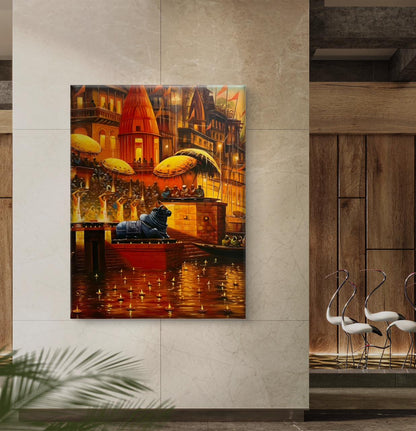 Banaras Ghat Premium Canvas Painting
