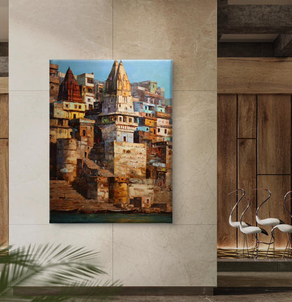 Banaras Ghat Premium Canvas Painting