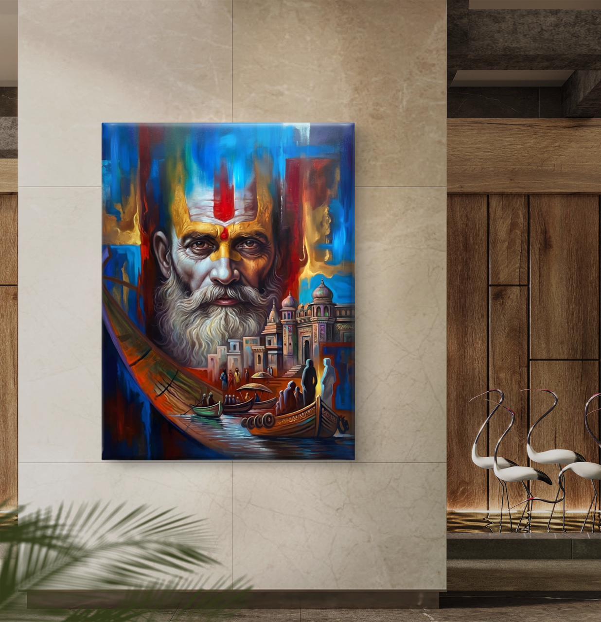 Banaras Ghat Premium Canvas Painting - Buy Online | Decor By Neon