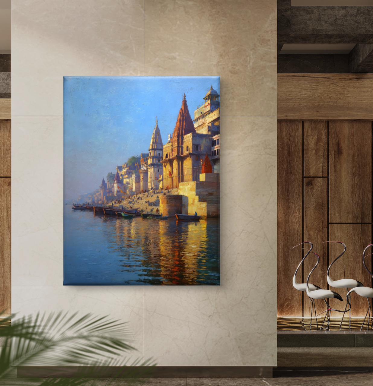 Banaras Ghat Premium Canvas Painting - Buy Online | Decor By Neon