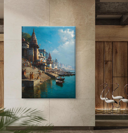 Banaras Ghat Premium Canvas Painting