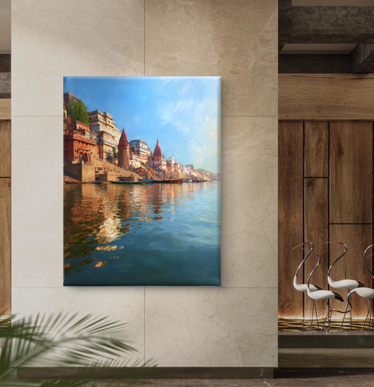 Banaras Ghat Premium Canvas Painting - Buy Online | Decor By Neon