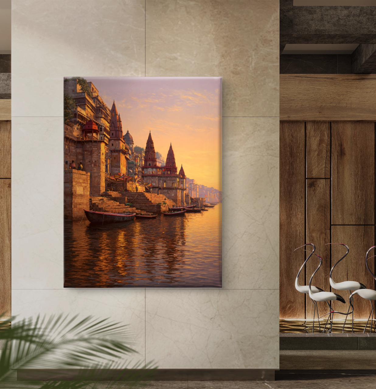 Banaras Ghat Premium Canvas Painting - Buy Online | Decor By Neon