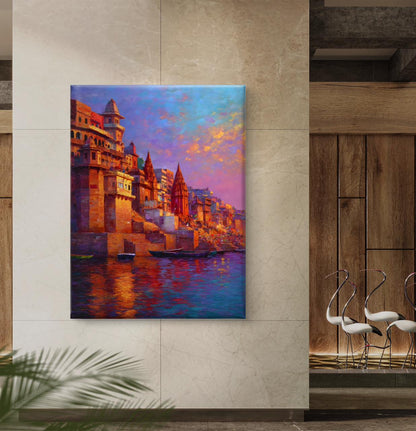 Banaras Ghat Premium Canvas Painting