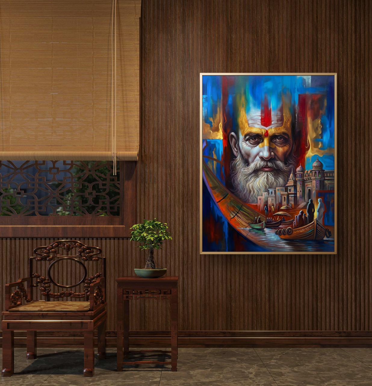 Banaras Ghat Premium Canvas Painting - Buy Online | Decor By Neon