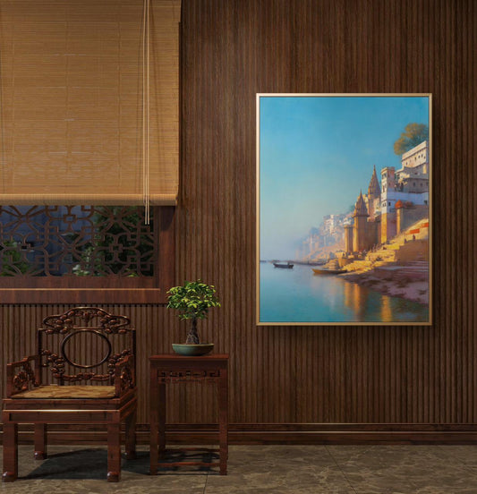 Banaras Ghat Premium Canvas Painting - Premium Wall Art | Decor By Neon