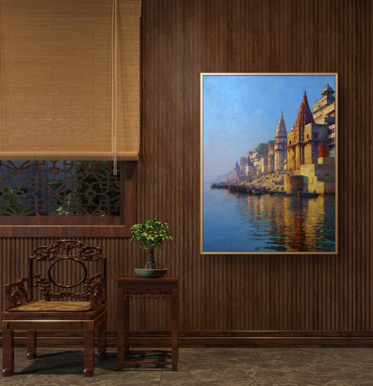 Banaras Ghat Premium Canvas Painting - Premium Wall Art | Decor By Neon