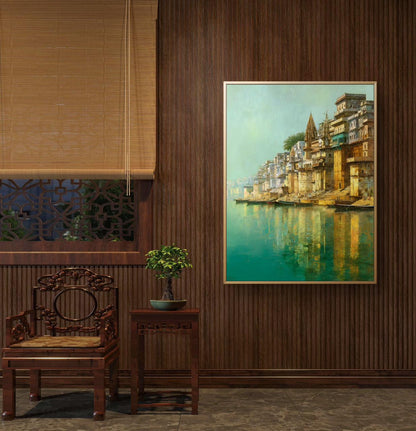 Banaras Ghat Premium Canvas Painting