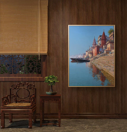 Banaras Ghat Premium Canvas Painting