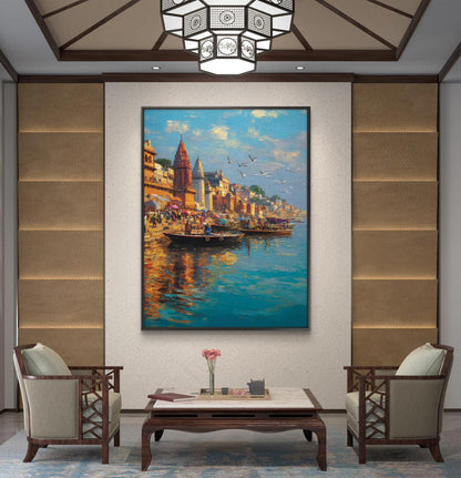 Banaras Ghat Premium Canvas Painting