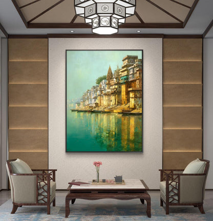 Banaras Ghat Premium Canvas Painting