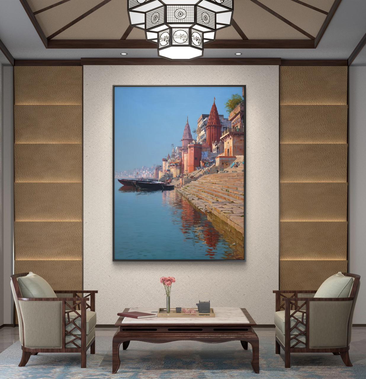 Banaras Ghat Premium Canvas Painting - Buy Online | Decor By Neon