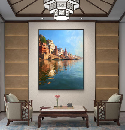 Banaras Ghat Premium Canvas Painting