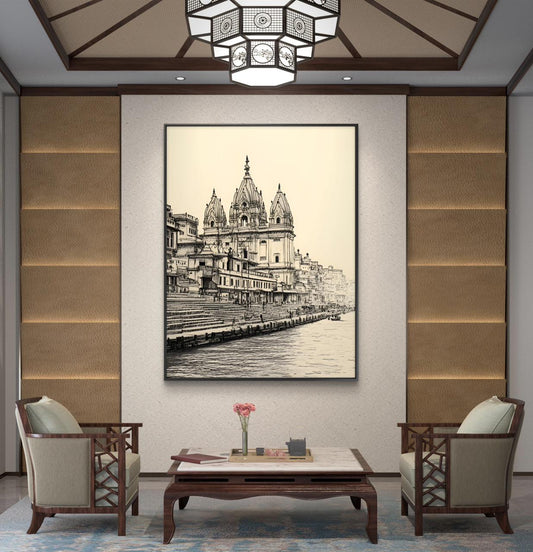 Banaras Ghat Premium Canvas Painting - Canvas Wall Art | Decor By Neon
