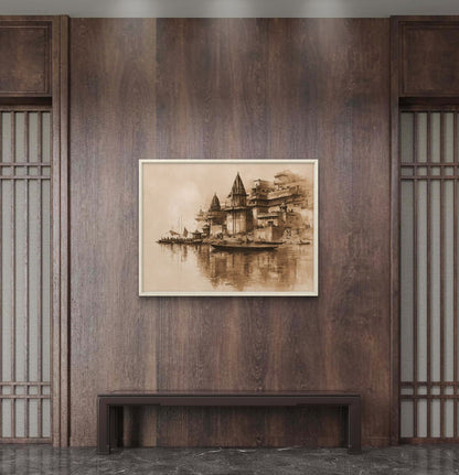 Banaras Ghat Premium Canvas Painting