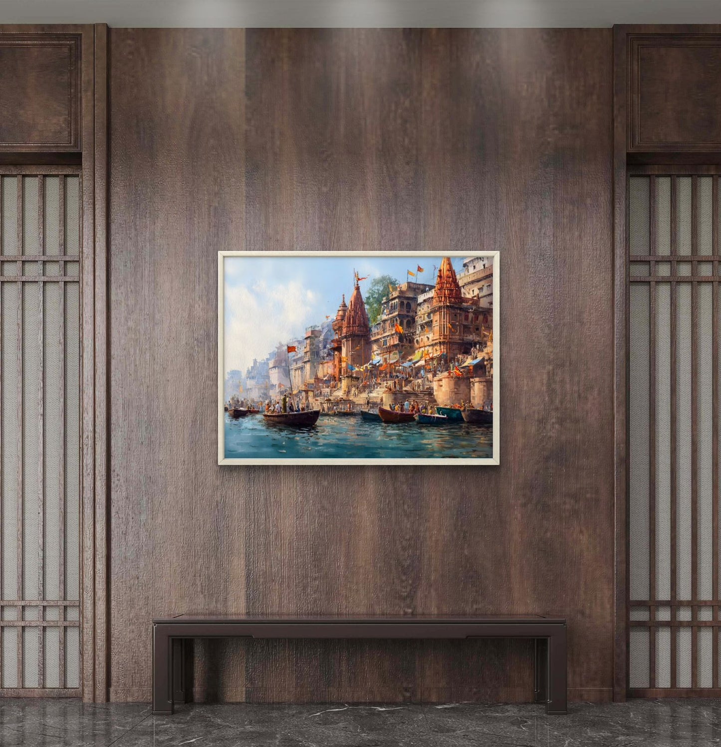 Banaras Ghat Premium Canvas Painting - Buy Online | Decor By Neon