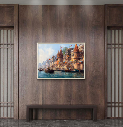 Banaras Ghat Premium Canvas Painting