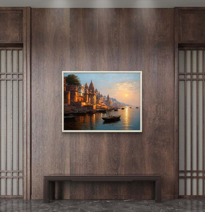 Banaras Ghat Premium Canvas Painting
