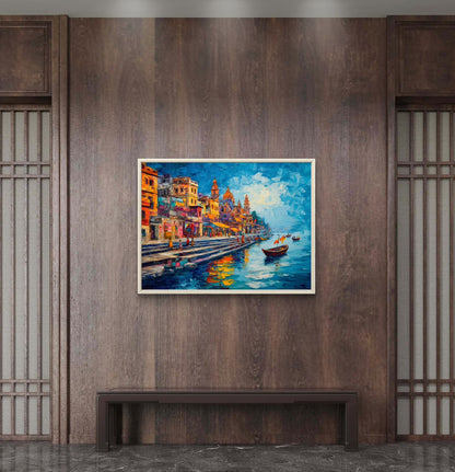 Banaras Ghat Premium Canvas Painting