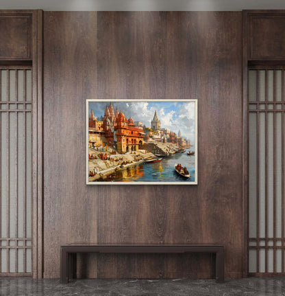 Banaras Ghat Premium Canvas Painting