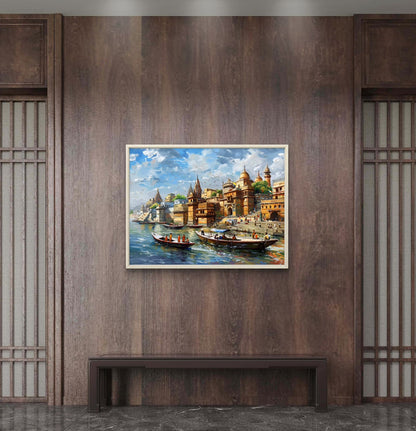 Banaras Ghat Premium Canvas Painting
