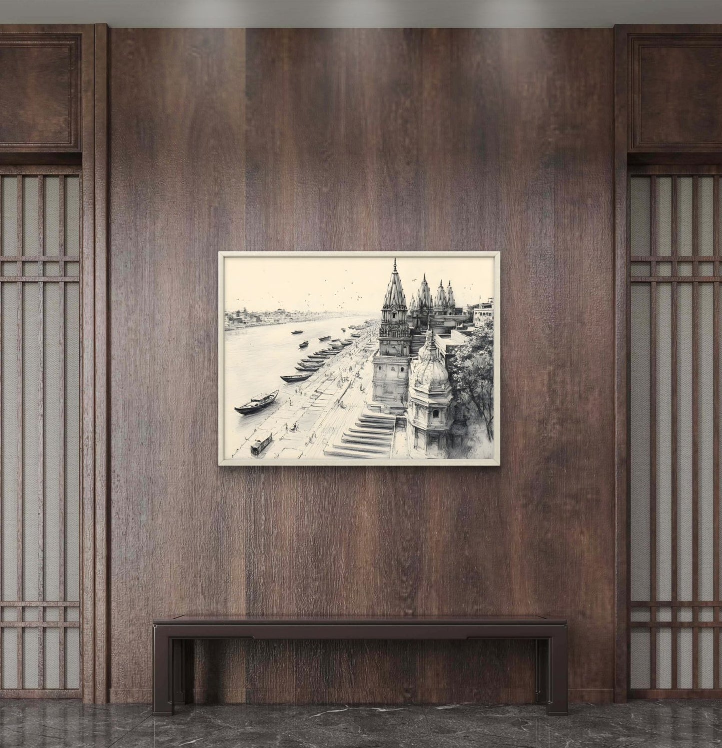 Banaras Ghat Premium Canvas Painting - Buy Online | Decor By Neon