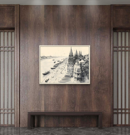 Banaras Ghat Premium Canvas Painting