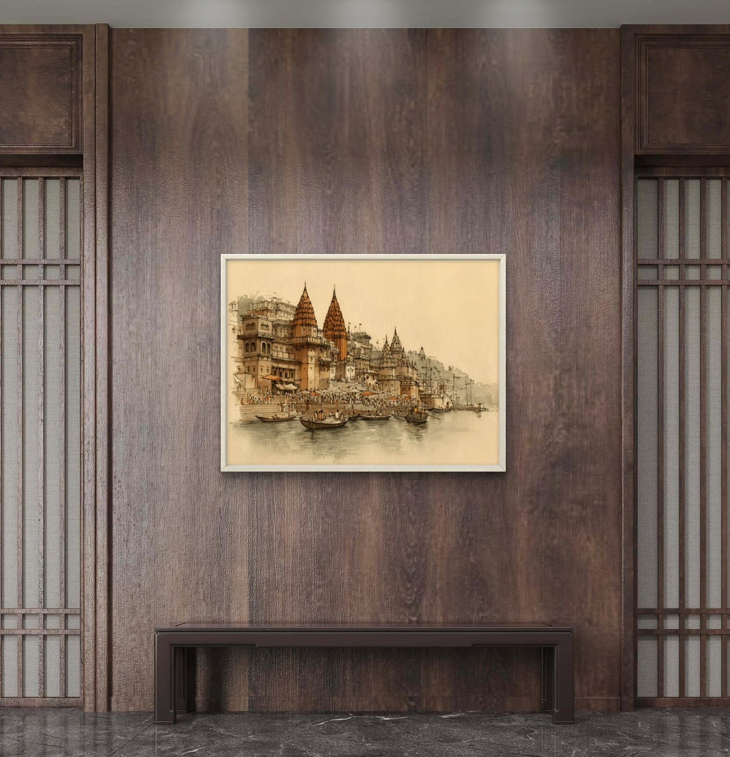 Banaras Ghat Premium Canvas Painting - Buy Online | Decor By Neon