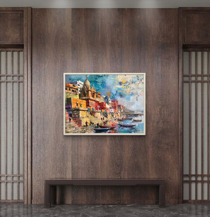Banaras Ghat Premium Canvas Painting