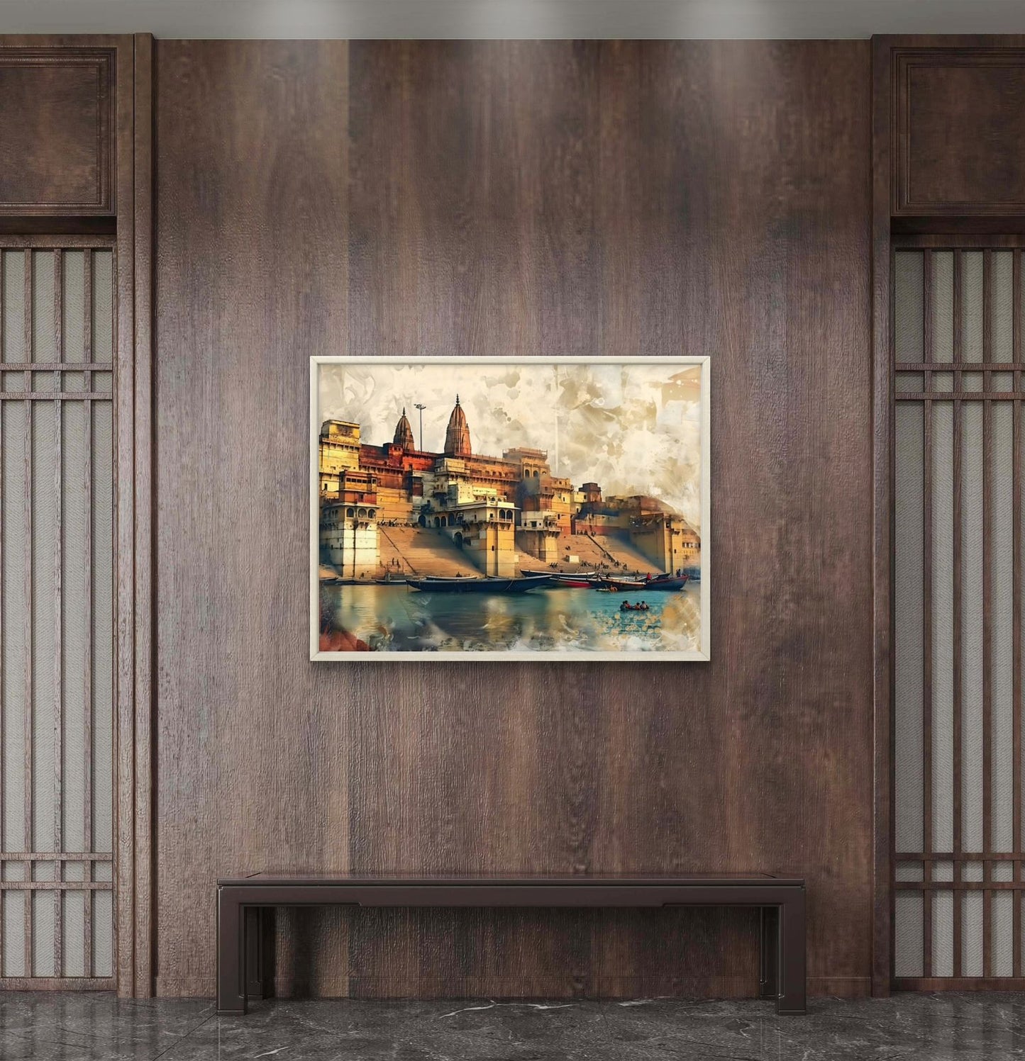 Banaras Ghat Premium Canvas Painting - Buy Online | Decor By Neon