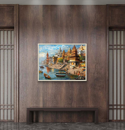 Banaras Ghat Premium Canvas Painting