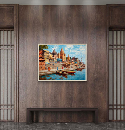Banaras Ghat Premium Canvas Painting
