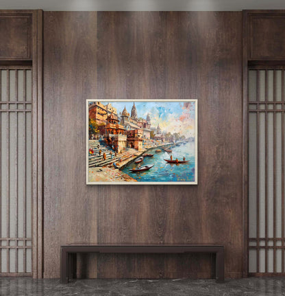 Banaras Ghat Premium Canvas Painting