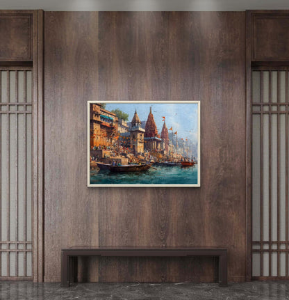 Banaras Ghat Premium Canvas Painting