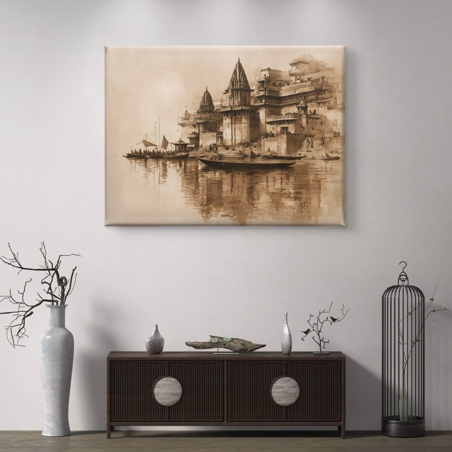 Banaras Ghat Premium Canvas Painting - Buy Online | Decor By Neon