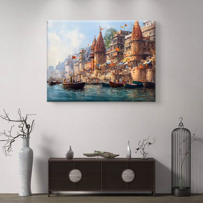 Banaras Ghat Premium Canvas Painting