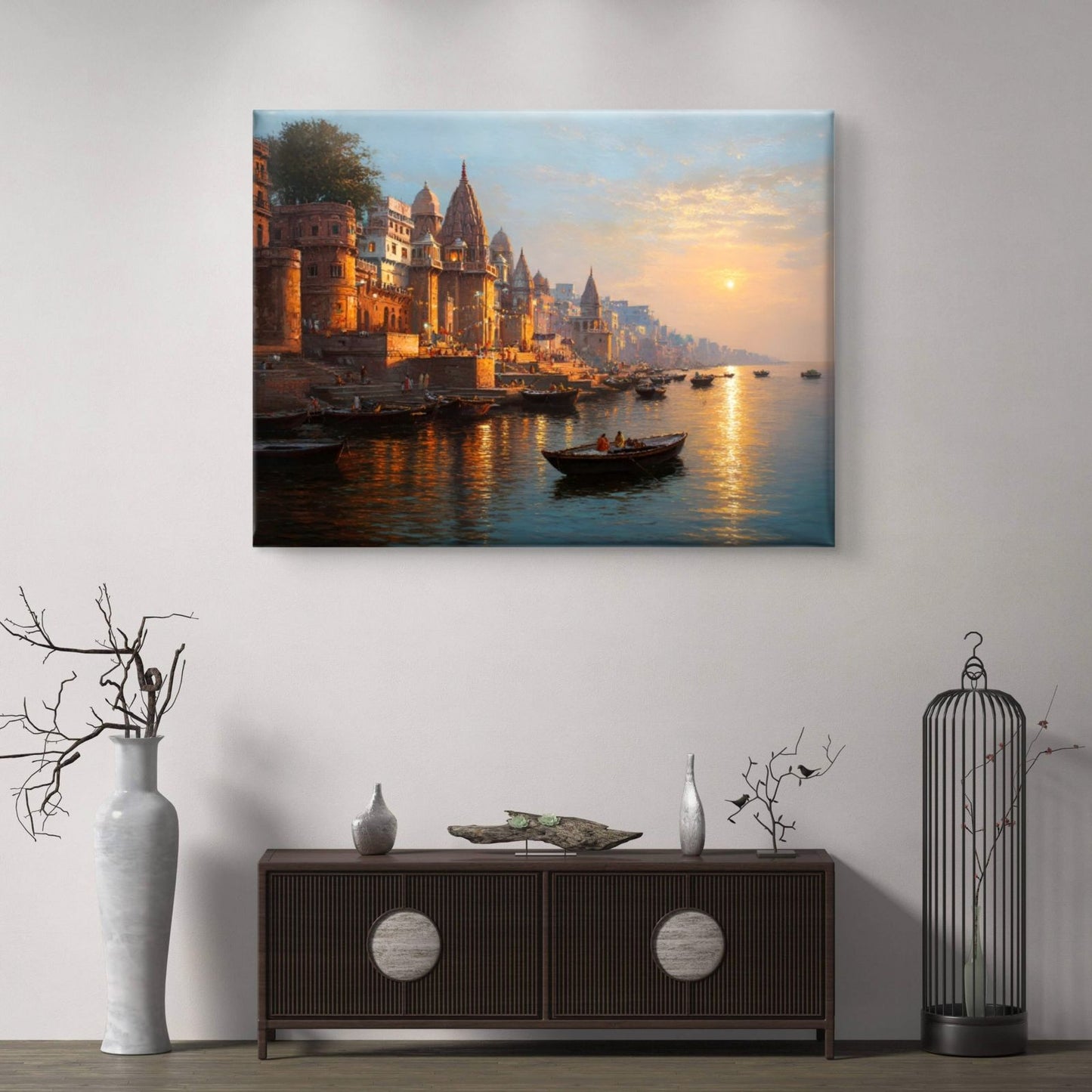 Banaras Ghat Premium Canvas Painting - Buy Online | Decor By Neon