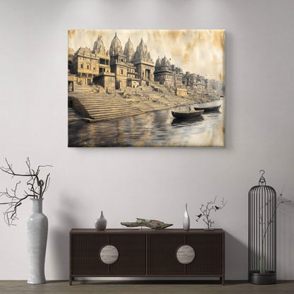 Banaras Ghat Premium Canvas Painting