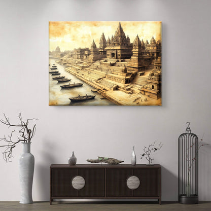 Banaras Ghat Premium Canvas Painting