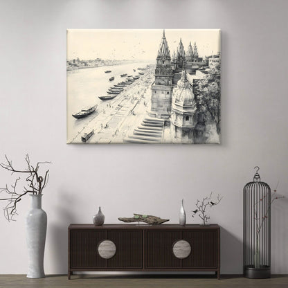 Banaras Ghat Premium Canvas Painting