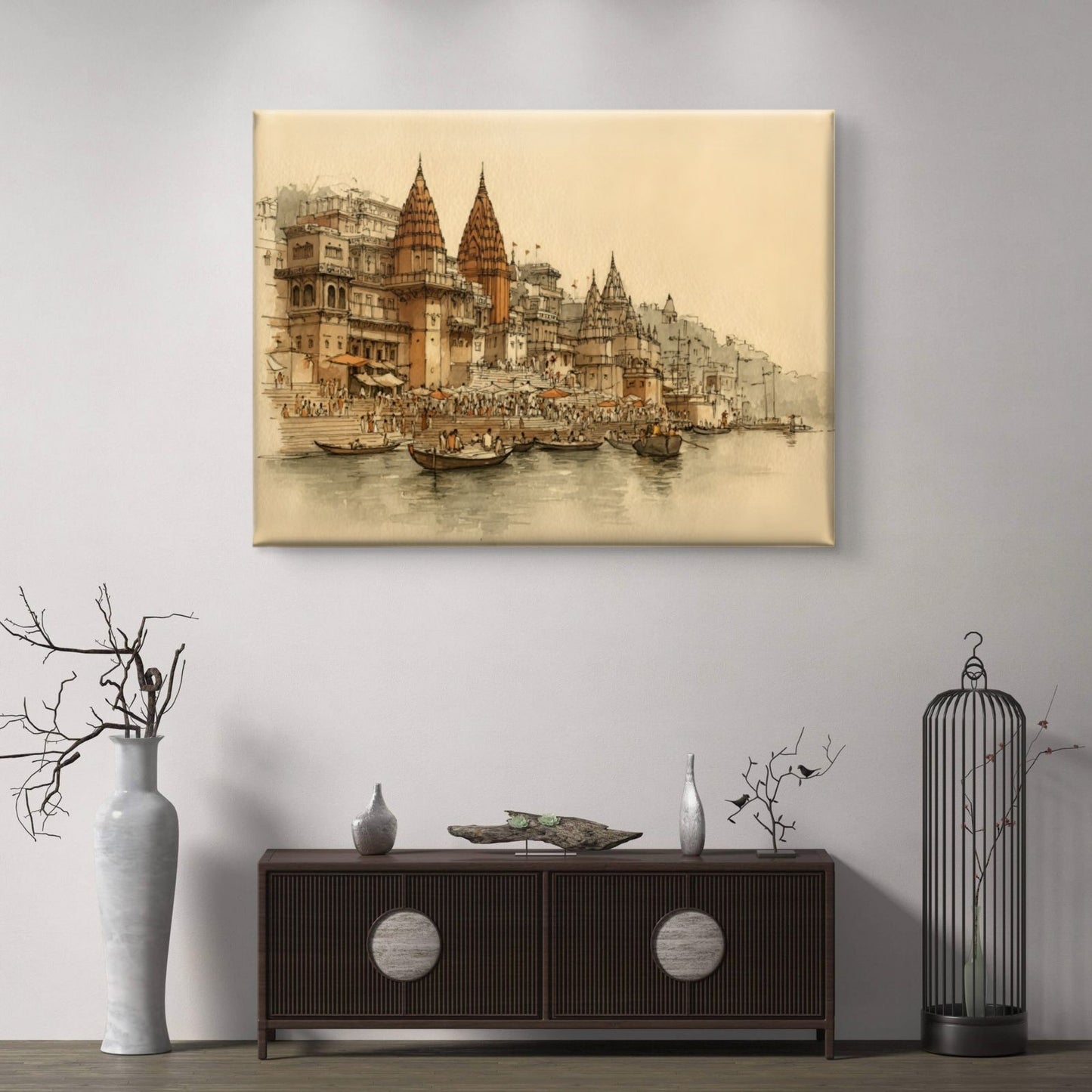 Banaras Ghat Premium Canvas Painting - Buy Online | Decor By Neon