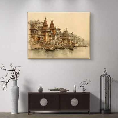 Banaras Ghat Premium Canvas Painting