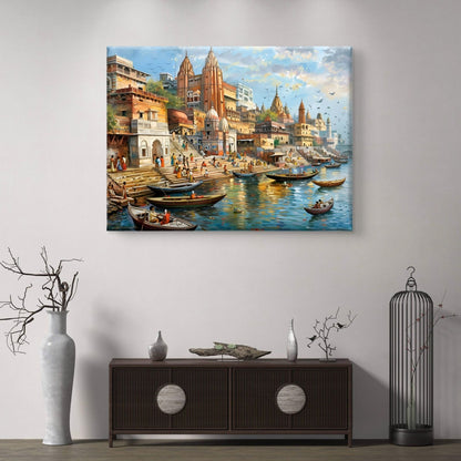 Banaras Ghat Premium Canvas Painting