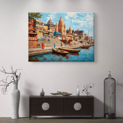 Banaras Ghat Premium Canvas Painting