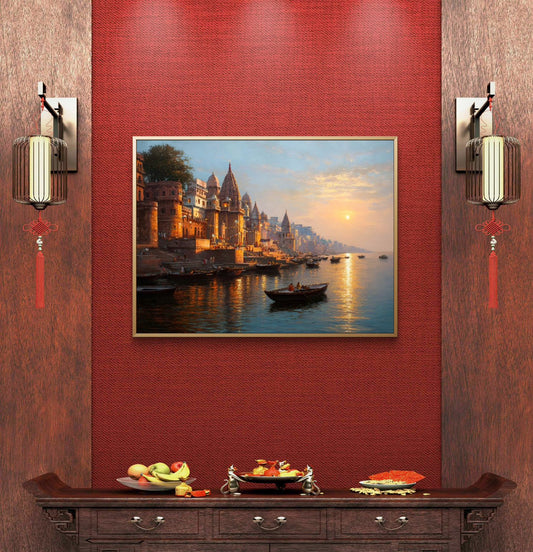 Banaras Ghat Premium Canvas Painting - Premium Wall Art | Decor By Neon