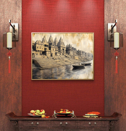 Banaras Ghat Premium Canvas Painting