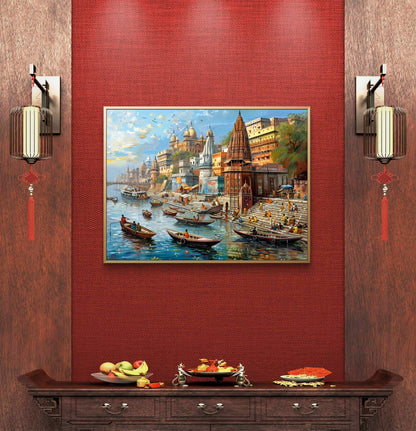 Banaras Ghat Premium Canvas Painting
