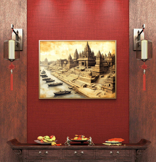 Banaras Ghat Premium Canvas Painting - Premium Wall Art | Decor By Neon