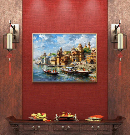 Banaras Ghat Premium Canvas Painting